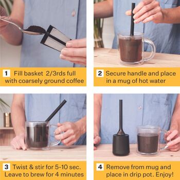 Infuseur à café | Brew It Stick par Barista & Co - Noir | Une cafetière filtre qui fonctionne comme une passoire à thé 6