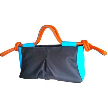 Sac fourre-tout Akira en cuir de vache noir, turquoise et orange 2