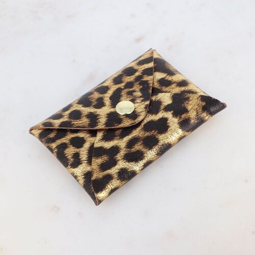 Pochette Buenos Aires - motif léopard - véritable cuir de vachette made in Italy