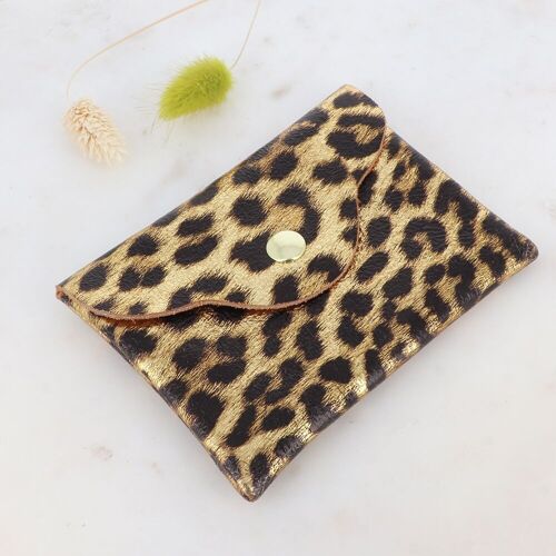 Pochette Budapest - motif léopard - véritable cuir de vachette, made in Italy