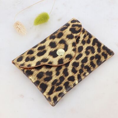 Budapest clutch - leopard pattern - genuine cowhide leather, made in Italy