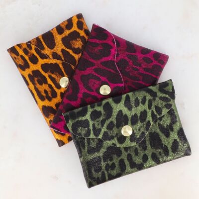 Pochette Budapest - fantasia leopardata - vera pelle di vacchetta, made in Italy