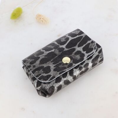 Brussels clutch - leopard pattern - genuine cowhide leather, made in Italy