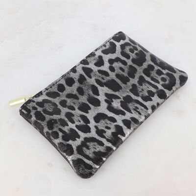 Boston clutch - leopard pattern - genuine cowhide leather made in Italy