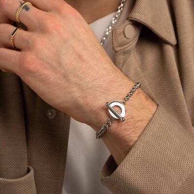 Aloïs bracelet - unisex type, toggle clasp, ball links and curb chain - 2 sizes (S & M)