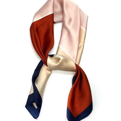 Small square scarf touched silk D-103