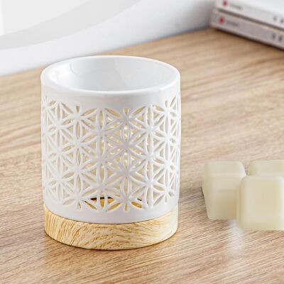 Céramy Series Perfume Burner – Flower – Lacquered Ceramic Candle Holder – Diffusion of Scented Waxes, Essential Oils – Decorative Gift Idea