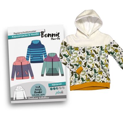 Patrón de costura sudadera con capucha infantil Bonnie Mini-Me | Gramo. 92 - 164 | Patrón de papel para niños con instrucciones de costura.