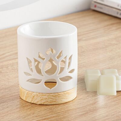 Céramy Series Perfume Burner – Water Lily – Lacquered Ceramic Candle Holder – Diffusion of Scented Waxes, Essential Oils – Decorative Gift Idea