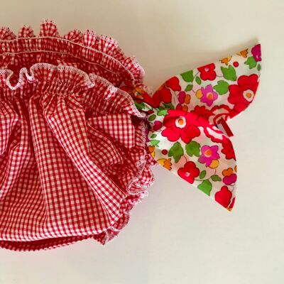 Betsy red gingham and liberty swimsuit