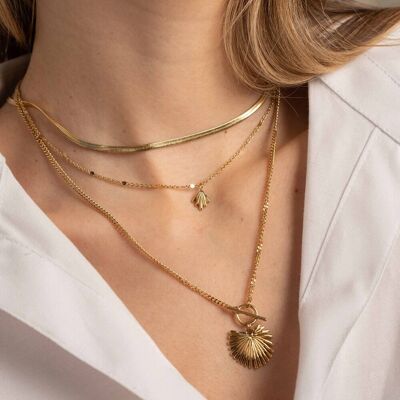 Alma multi-row necklace - foliage and palm leaf