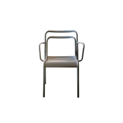 Calle8 metal armchair, matt Dark Gray painted, stackable, for outdoor use.