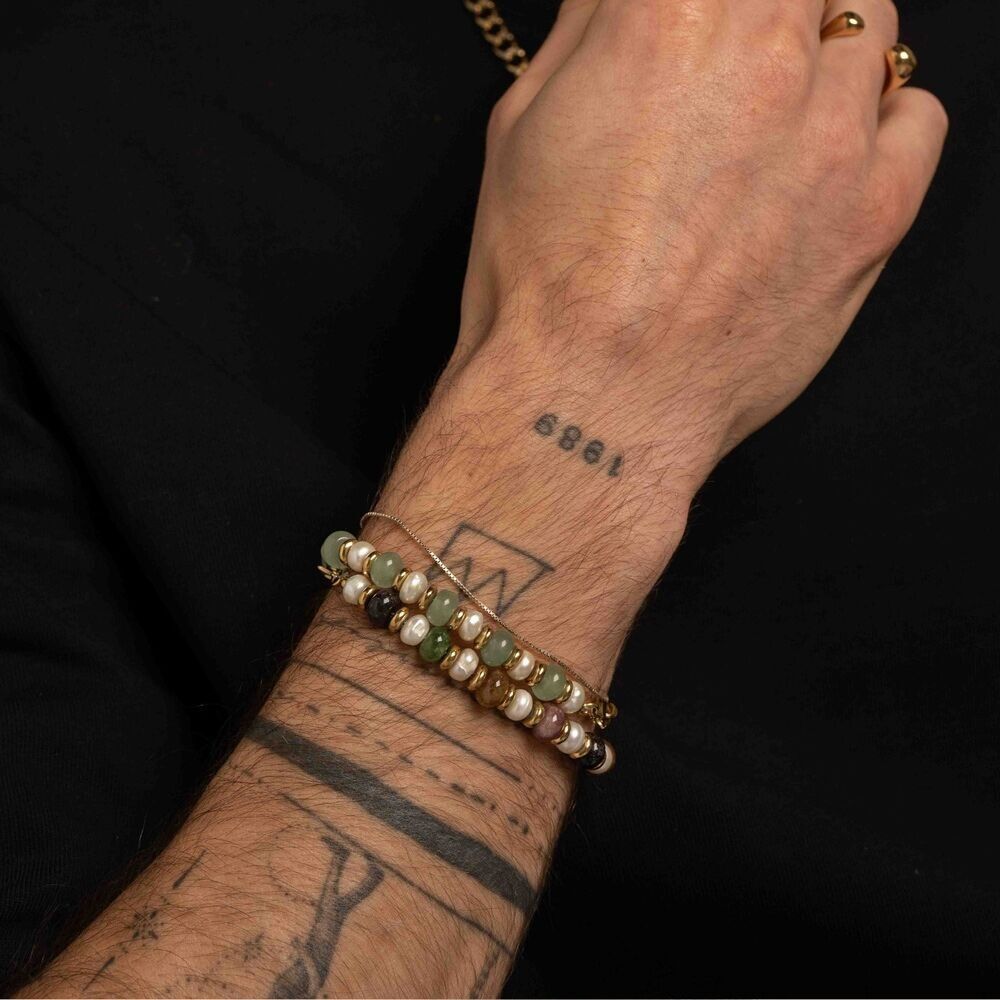 Laïs-Armband – Natursteine ​​und Süßwasserperlen