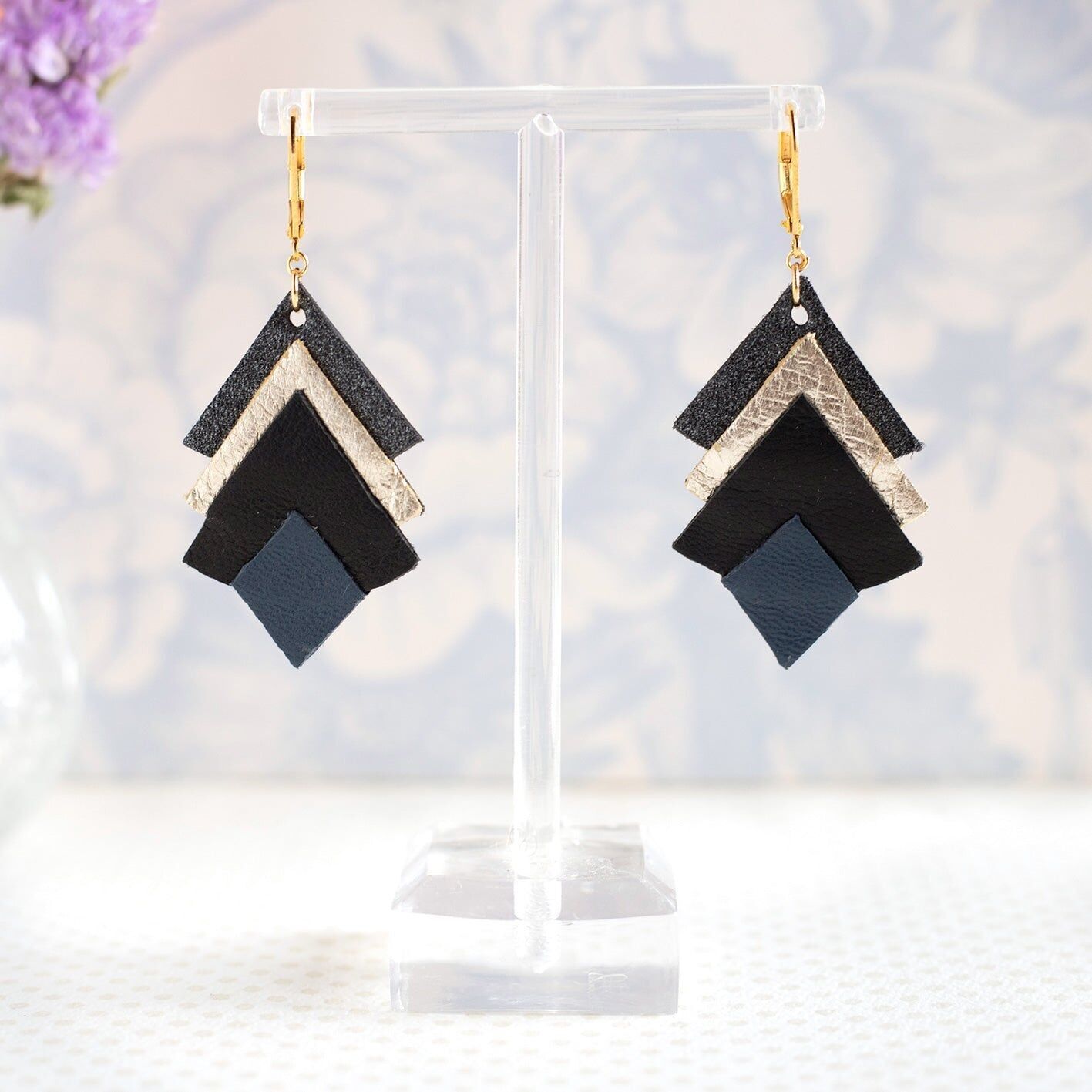 Orecchini Jodie in argento nero indaco