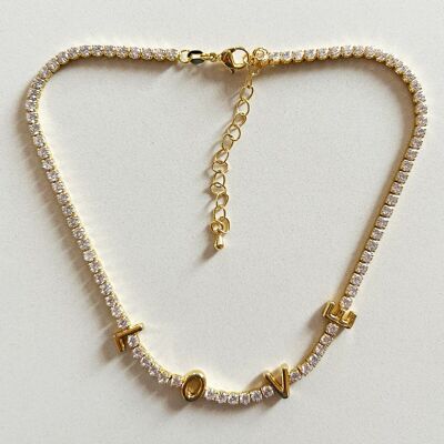 COLLAR TENNIS LOVE Chapado en oro 18k