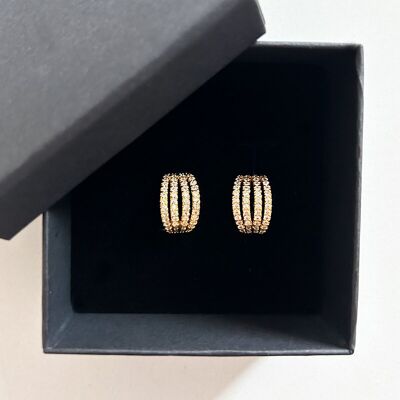 PAIRE DE BOUCLES D'OREILLES PAVE plaquées Or 18 Carats