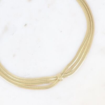 Oriana necklace - 3 mirror links and fixed hammered ring