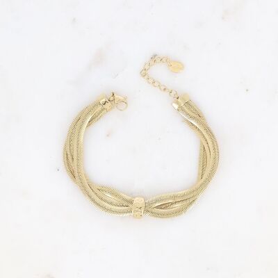 Oriana bracelet - 3 mirror links and hammered fixed ring