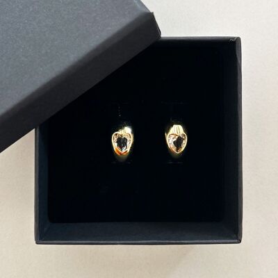PAIR OF 18k Gold Plated CRESCENT MOON HEART EARRINGS