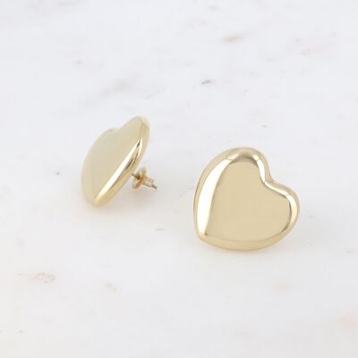 Odélia chip earrings - large smooth flat heart 25mm