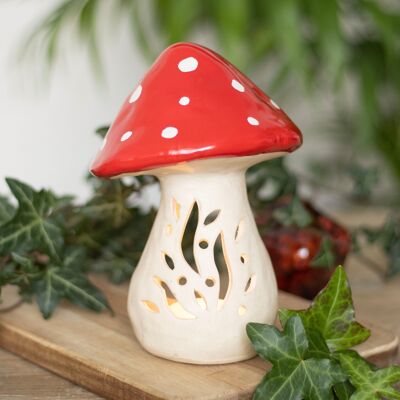 Portacandele Tealight a forma di fungo in ceramica