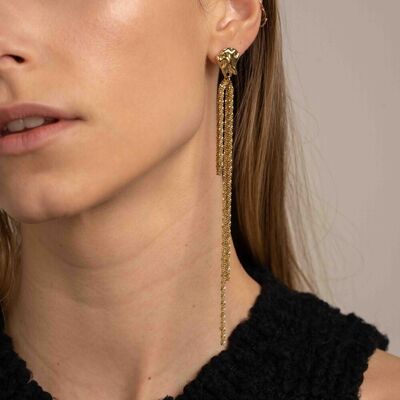 Lilianna dangling earrings - hammered piece and dangling chain