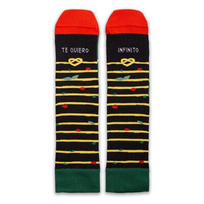 UO Funny socks with message "I love you infinite" pasta