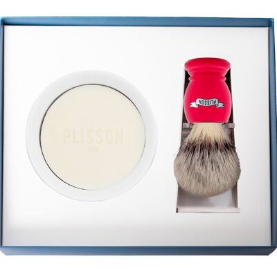 3-piece Essential Shaving Brush, Bowl, Ferrari Red Soap Fiber “High Mountain White”