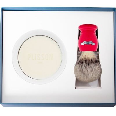 3-piece Essential Shaving Brush, Bowl, Ferrari Red Soap Fiber “High Mountain White”