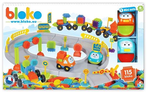 Coffret circuit de courso auto BLOKO avec 115 Bloko et 2 voitures - Dès 12 mois - 503543