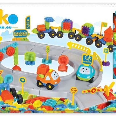 BLOKO Auto-Parcours-Set mit 115 Bloko und 2 Autos – ab 12 Monaten – 503543