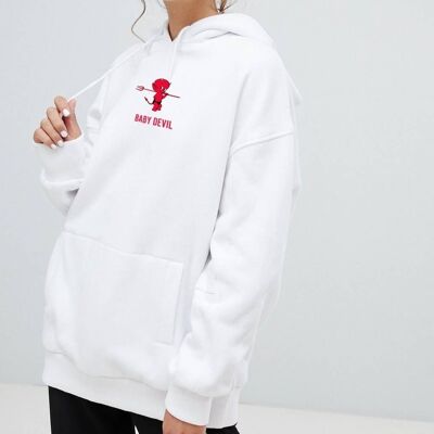 Hoodie "Baby Devil"__M / Bianco