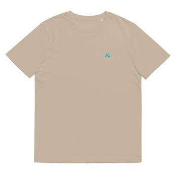 T-shirt unisex coton bio carreaux/surf Waïloa beige/bleu 3