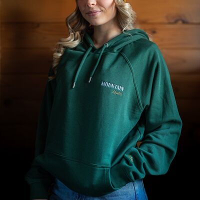 Mountain Lover organic/recycled unisex hoodie, pine green