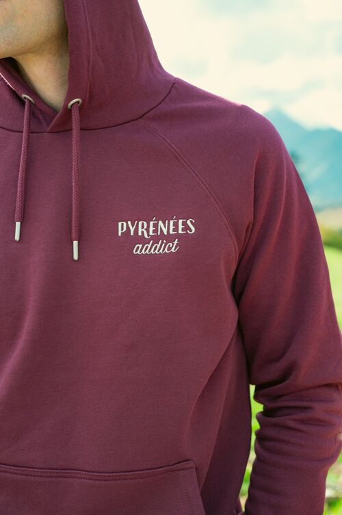 Hoodie unisex Pyrénées Addict bio/recyclé prune