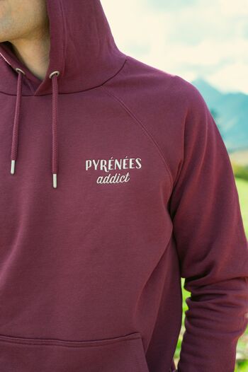 Hoodie unisex Pyrénées Addict bio/recyclé prune 1