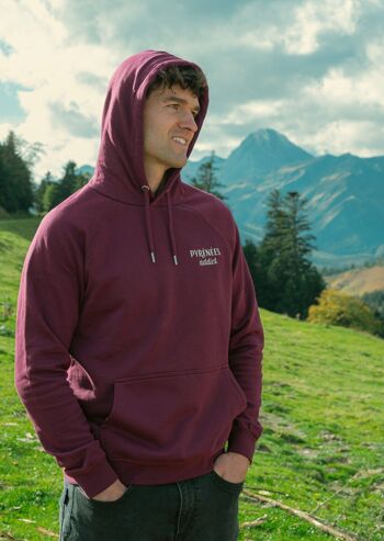 Hoodie unisex Pyrénées Addict bio/recyclé prune 3