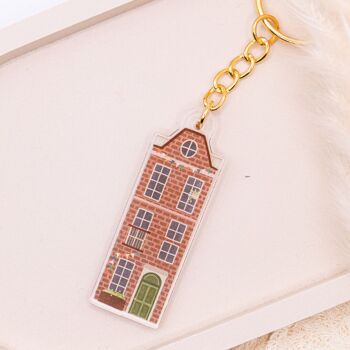 Porte-clés House Amsterdam Acrylique - Cadeau de pendaison de crémaillère Maisons des Pays-Bas 1