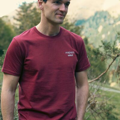 Pyrenees Addict Unisex-T-Shirt aus burgunderroter Bio-Baumwolle