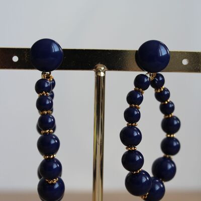 Pendientes de perlas azul marino/oro