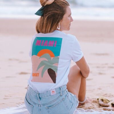 T-shirt unisex Miami Vibes in cotone biologico bianca