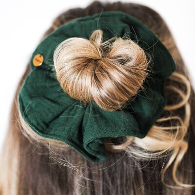 Elastico per capelli in cotone doppia garza verde abete