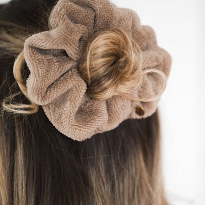 Taupe cotton terry scrunchie