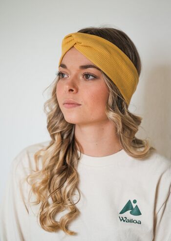 Headband jersey gaufré moutarde 1