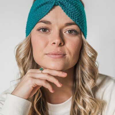 Blue/Green Hand Knitted Wool Headband