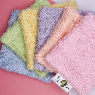 Set of 6 pastel double-sided reusable bamboo cotton pads