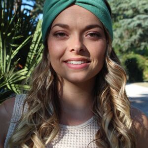 Headband twist élastique double gaze de coton vert mousse