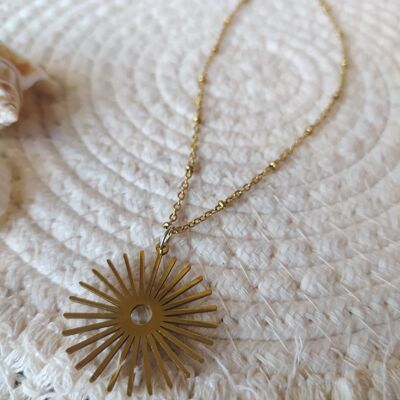 Aura necklace - Gold stainless steel necklace & sun pendant