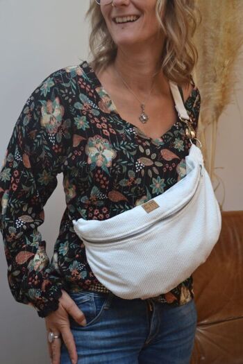 Sac banane velours Eris - blanc 2