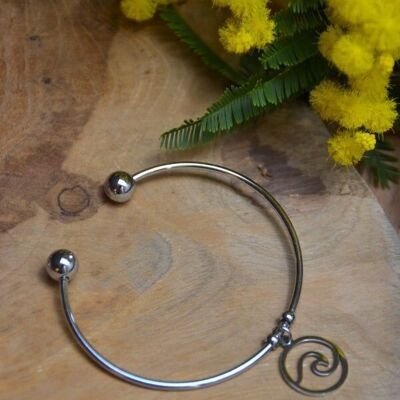 Silver stainless steel bangle bracelet - Ocean bangle